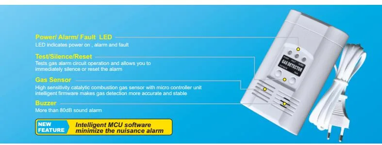 Combustible Gas Leakage Alarm Detector in Gas Sensor Monitor for Home Security